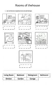 English Worksheet: rooms of the house