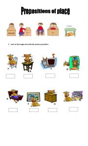 English Worksheet: prepositions of place