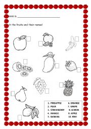 English Worksheet: Fruits