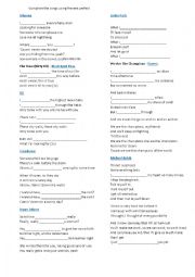 English Worksheet: songs with present perfect