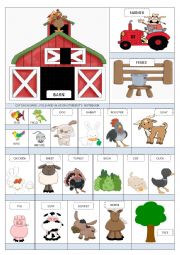 English Worksheet: Farm Animals vocabulary cut out