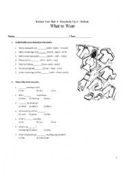 English Worksheet: What to wear