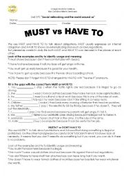 English Worksheet: have to or must