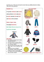 English Worksheet: BUNDLED UP (a poem + questions)