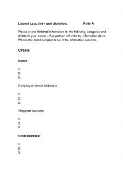English Worksheet: Practical listening and dictation for basic Telephone or Speaking skills
