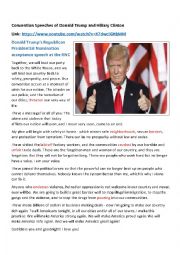 English Worksheet: Donald Trump and Hillary Clintons Convention Speeches