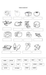 English Worksheet: FOOD CUT AND PASTE 