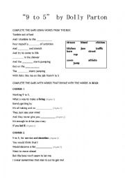 English Worksheet: 9 to 5 by Dolly Parton, Song Worksheet