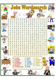 English Worksheet: JOBS WORDSEARCH