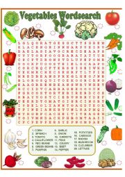 VEGETABLES WORDSEARCH