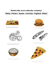 English Worksheet: Match the food with the country