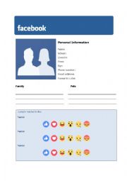 English Worksheet: Facebook Profile Worksheet