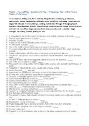 English Worksheet: Theatre- Types of plays- Parts of a play- etc
