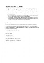 English Worksheet: Writing an Article for the FCE