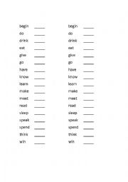 English Worksheet: Past Simple Irregular Verb Relay Race