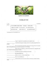 English Worksheet: A glance at ecosystems