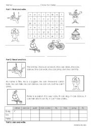English Worksheet: CIRCUS - CAN/ CANT - editable