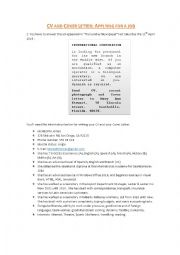 English Worksheet: Cv and cover letter exercises