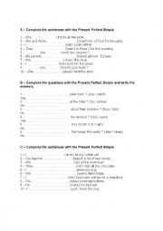 English Worksheet: Present Perfect tense exercises