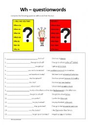 English Worksheet: Wh - question words with do/does