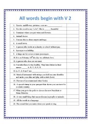 English Worksheet: All words start with V 2