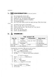 Past  tense  of  BE- Simple past tense