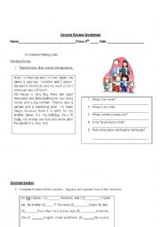 English Worksheet: review of simple present 