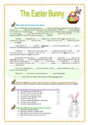 English Worksheet: The Easter Bunny -  reading, grammar, vocabulary