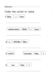 English Worksheet: Make the sentences