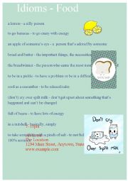 English Worksheet: Idioms - Food