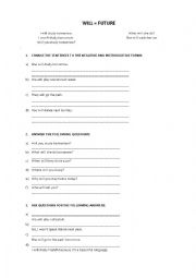 English Worksheet: Simple Future - Will