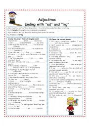 English Worksheet: Adjectives end with 