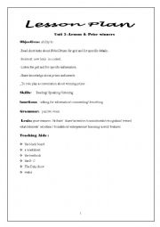 English Worksheet: unit 3 lesson 4 leson plan 