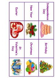 English Worksheet: Holiday Domino