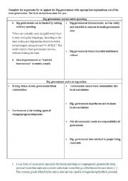 English Worksheet: Big Government VS Small Government