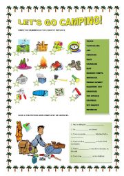 English Worksheet: LETS GO CAMPING!