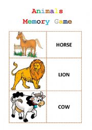 Memory Game Animals