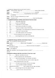 English Worksheet: have to or must