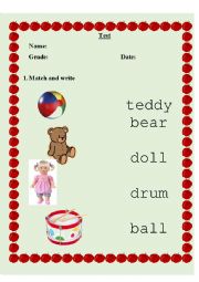 English Worksheet: color and toys
