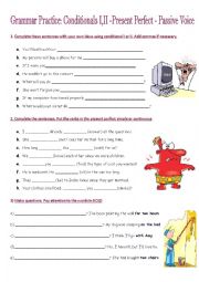 English Worksheet: Grammar Practice: Conditionals I,II -Present Perfect - Passive Voice