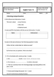 English Worksheet: Listening test