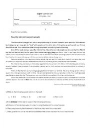 English Worksheet: Test about Internet and media-10th grade
