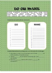 English Worksheet: Do or Make