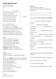 English Worksheet: Hotline Bling song