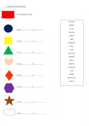 English Worksheet: SHAPES AND COLOURS