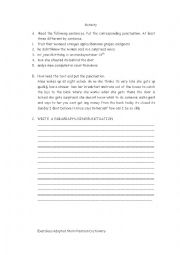 English Worksheet: PUNCTUATION EXERCISES