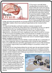 English Worksheet: global test: brain drain