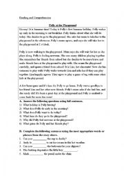 English Worksheet: Reading and Comprehension