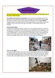English Worksheet: Natural Disasters