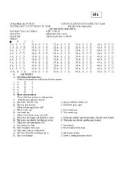 English Worksheet: MULTI-CHOICE TEST (RELATIVE CLAUSE, AGREEMENT, PARTICIPLES)
